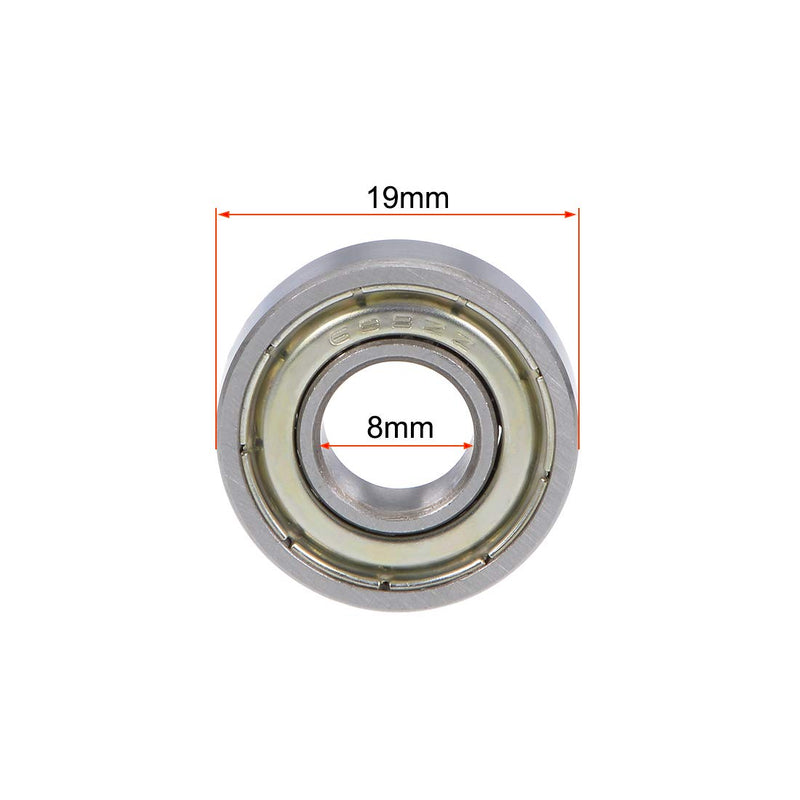 uxcell 698ZZ Deep Groove Ball Bearing 8x19x6mm Double Shielded Chrome Steel Bearings 4-Pack