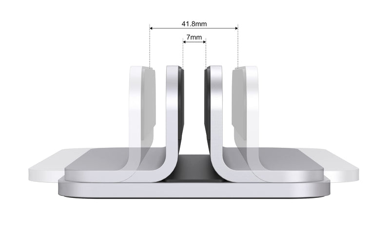 JOKItech Aluminum Laptop Vertical Stand Organizer, Sturdy Laptop Computer Holder Desktop Stand Compatible with New Retina Apple MacBook Pro/Air, Mac Mini, Apple TV and iPad Pro -Silver Silver