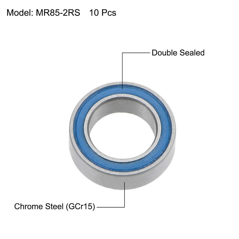 uxcell MR85-2RS Deep Groove Ball Bearings 5mm Inner Dia 8mm OD 2.5mm Bore Double Sealed Chrome Steel Blue Seal Z2 10pcs