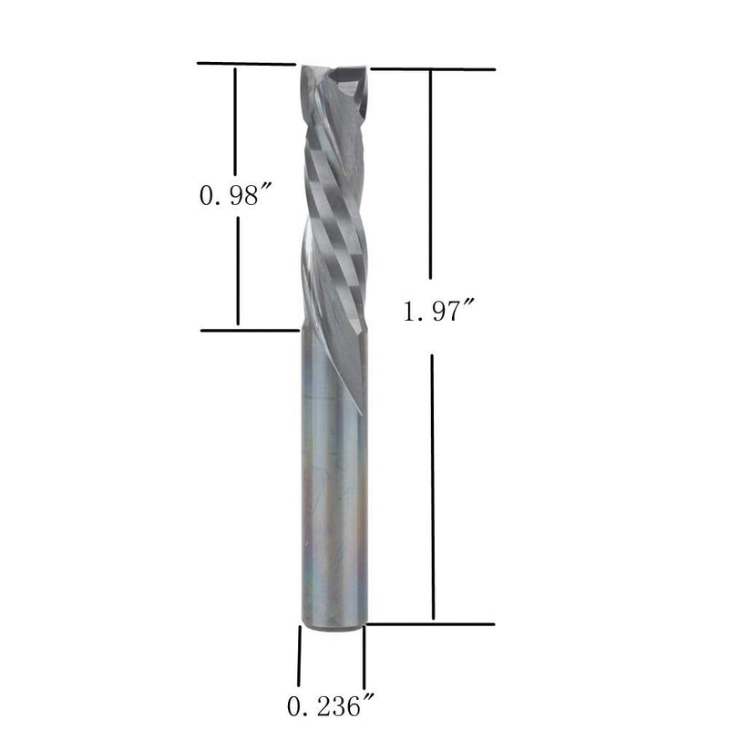 HOZLY 6X25mm UP &Down Cut Two Flutes Spiral Carbide Tool Cutters for CNC Router Compression Wood End Mill Bits