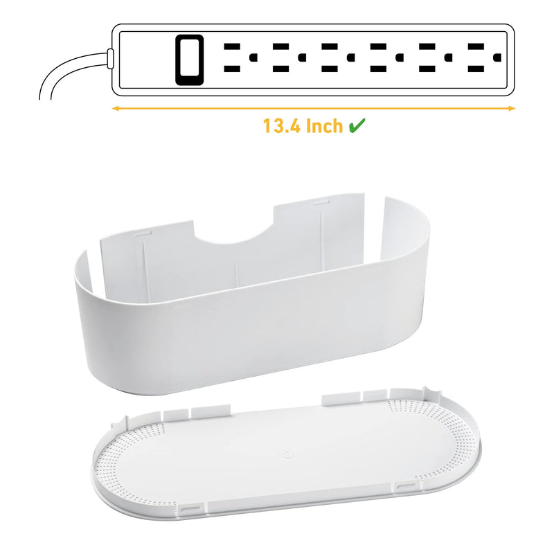 D-Line Cable Management Box, Cord Organizer Box to Hide & Conceal Power Strips, Desk Cable Management Solution, Made from Electrically Safe ABS Material - 16.5" (L) x 6.5" (W) 5.25" (H) - White Large