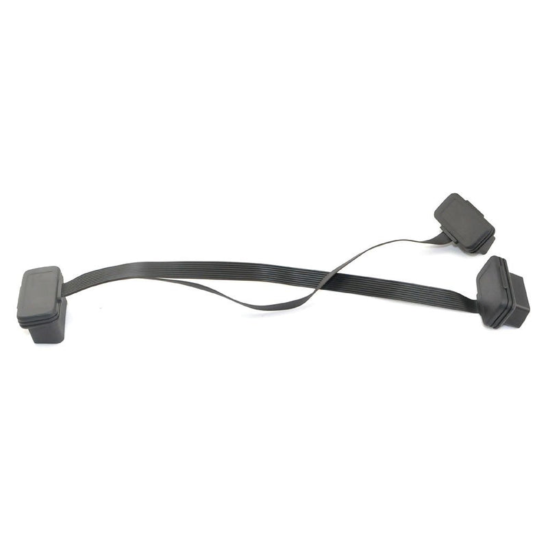 iKKEGOL Ultra Low Profile Left or Right Angle OBD2/OBDII Y Splitter Flat Ribbon Cable 1Feet/30cm -1x Male and 2X Female J1962 Ports