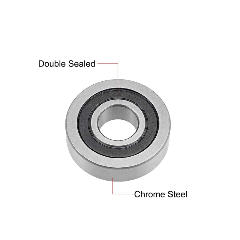uxcell LR202-2RS/6202X1 Deep Groove Ball Bearings 15mm Inner Dia 40mm OD 11mm Bore Double Sealed Chrome Steel Z2 2pcs 15mmx40mmx11mm