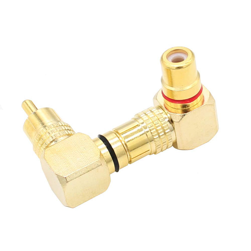RCA Right Angle Adapter Gold-Plated 2-Pack 90 Degree RCA Adapter Plug Connector