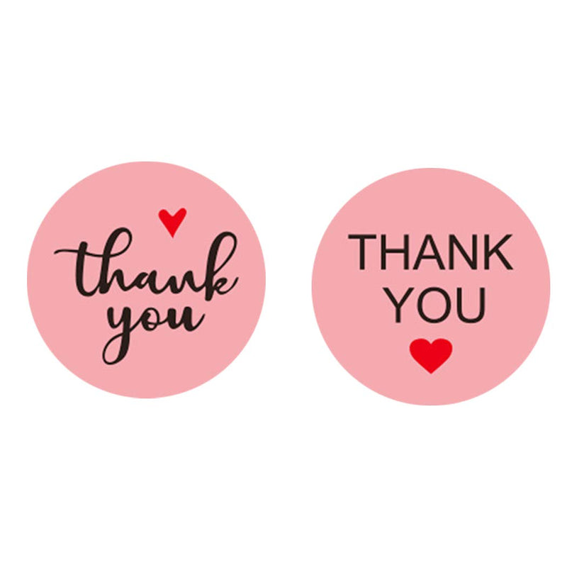 Thank You Stickers, 2 Pack Total 1000pcs 1 Inch Cute Stickers for My Orders Placed Shipping Boxes Small Business Supplies Gift Card Thank You Cool Stickers(Pink-Round, 1'')