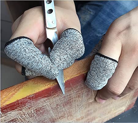 12 PCS Cut Resistant Finger Cots Protector Finger Sleeve Protectors Reusable Finger Covers Finger Protection Cots for Kitchen, Work, Sculpture, Anti-Slip, Reusable