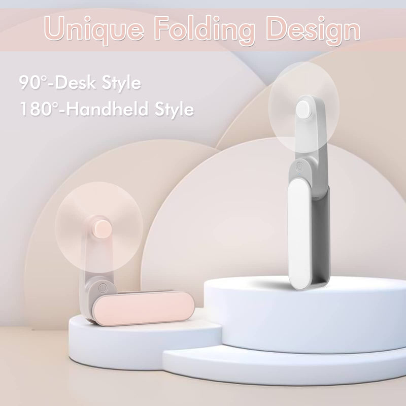 Nezylaf Handheld Mini Fan, 2 Speeds Rechargeable Quiet Mini Fan[9-15 Working Hours], Portable USB Small Pocket Fan, Personal Fan with Power Bank for Trave,Outdoor or Indoor White
