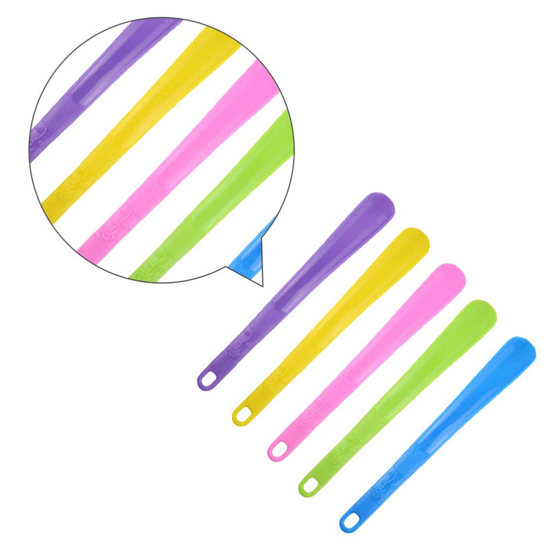 HEALLILY 5Pcs Shoe Helper Plastic Shoe Horn Shoe Lifting Helper for Men Women Seniors Pregnancy Elderly Home Travel Use (5 Colors)
