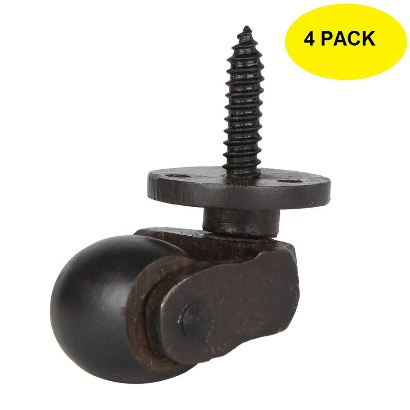 Set of 4 Solid Brass Caster Heavy Duty & Safe for All Floors Perfect Replacement for Floor Mat Oil Rubbed Bronze Finish Caster Wheels for Chairs/Tables/Furniture Oil Rubbed Bronze (4 pk)