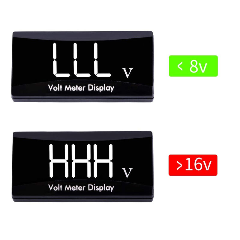 DC 12V Car Digital Voltmeter Gauge - AIMILAR LED Display Voltage Volt Meter for Car Motorcycle (White) White