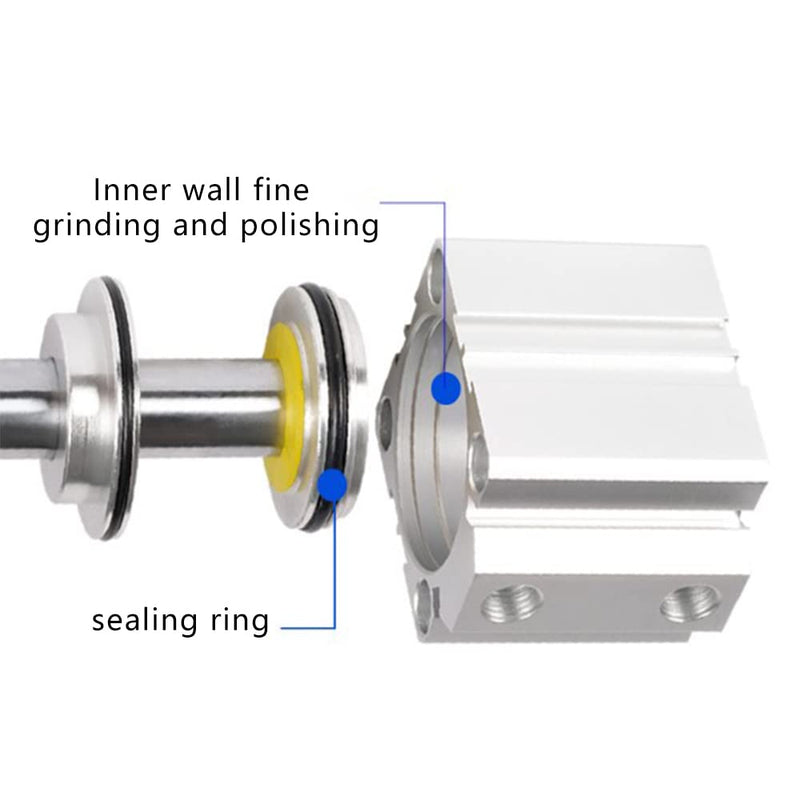 Othmro SDA32x50 Sealing Thin Air Cylinder Pneumatic Small Air Cylinders 1.26inch Bore 1.97inch Stroke Double Acting Aluminium Alloy Pneumatic Hydraulic Cylinder for Pneumatic and Hydraulic Systems