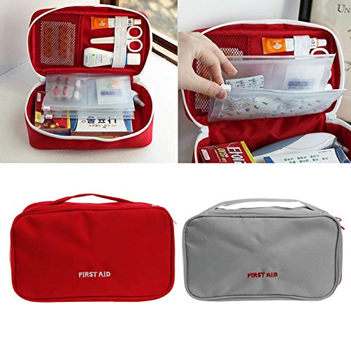 King&Pig Portable Empty First Aid Bag Kit Pouch Home Office Medical Emergency Travel Rescue Case Bag Medical Package (red, L) Red Large (Pack of 1)