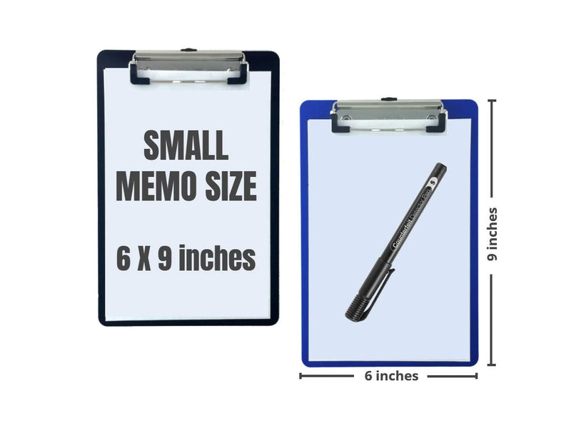 1InTheOffice Clip Board Plastic Memo, Translucent Blue/Translucent Black, 6 x 9 - Small, (2) 2