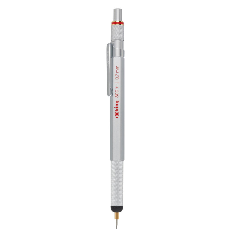 rOtring 1900184 800+ Mechanical Pencil and Touchscreen Stylus, 0.7 mm, Silver Barrel Standard Packaging