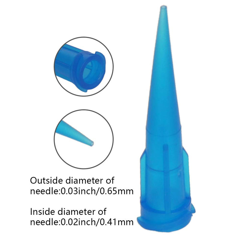 Auniwaig Plastic Tapered Pinhead Glue Liquid Dispenser Needles 22ga Dispensing Fill Needle Blue 100PCS 22 Gage