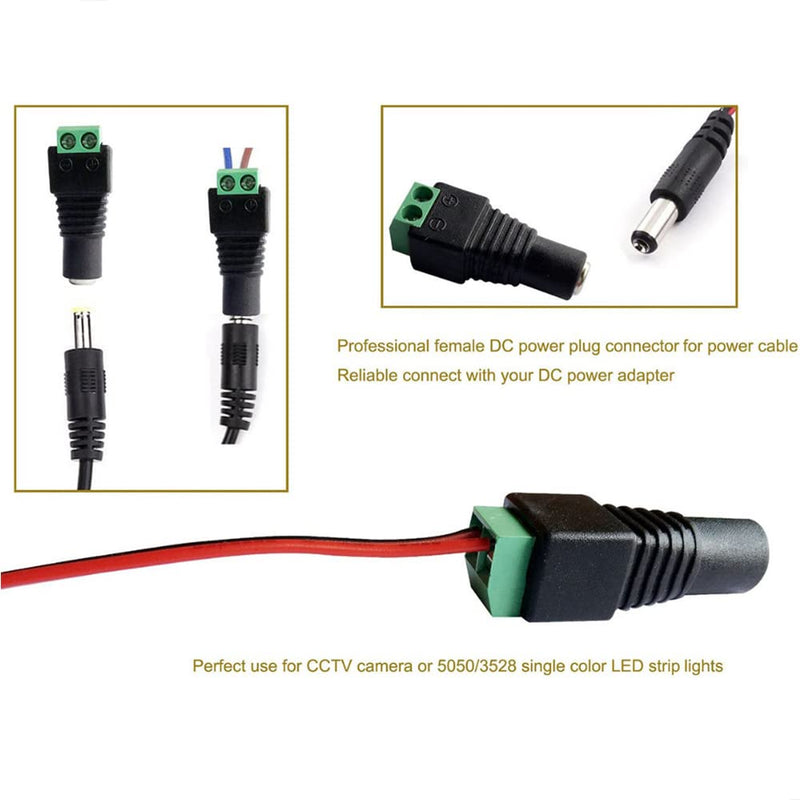 12V DC Power Connector 5.5mm x 2.1mm, CENTROPOWER (10 x Male + 10 x Female) Power Jack Adapter for Led Strip CCTV Security Camera Cable Wire Ends Plug Barrel Adapter