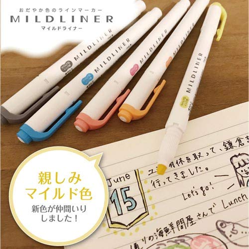 Zebra Highlighter Mildliner, 5 Friendly Color Set (WKT7-N-5C) pack of 1