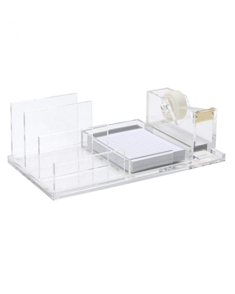 russell+hazel Acrylic Tape Dispenser, Clear with Gold-Toned Hardware, 1-13/16” x 6” x 3-3/8” (31734)