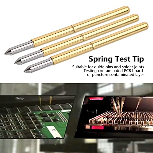 Pack of 100 P125-B test tip brass pogo pins 2.0 mm spring test angle needle head pins test tips for guide pins and solder joints