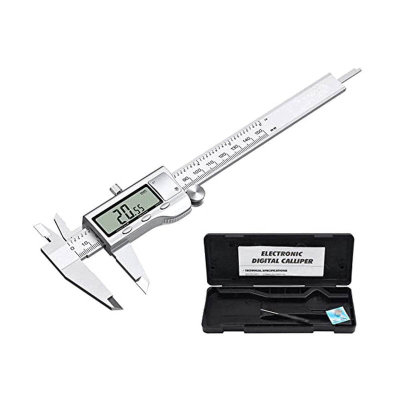 EZT 150mm Electronic Digital Caliper with Stainless Steel Body and Waterproof Protection Design, Auto Off Featured Vernier Caliper (6‘’Stainless Steel) A003
