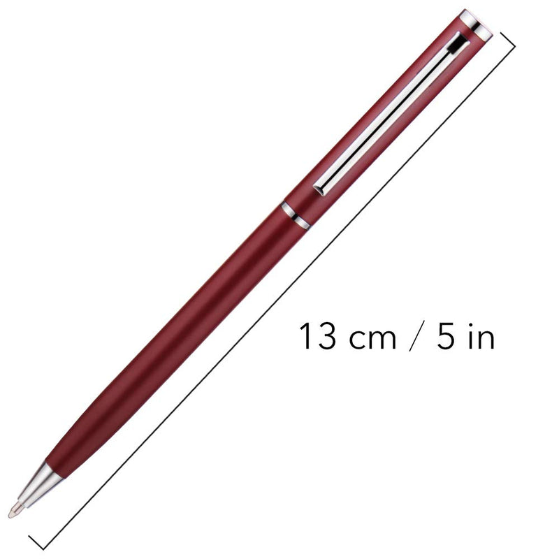 Unibene Slim Metallic Retractable Ballpoint Pens - Matte Burgundy, Nice Gift for Business Office Students Teachers Wedding Christmas, Medium Point(1 mm) 6 Pack-Black ink