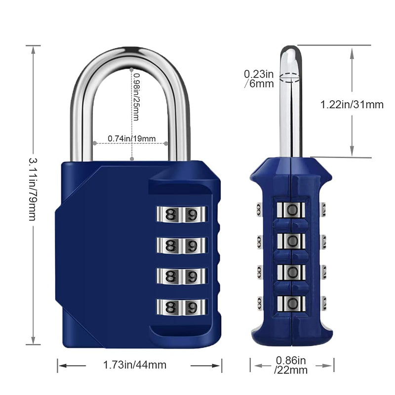 ZHEGE Combination Locker Lock, 4 Digit Outdoor Padlock for Gym, School, Gates, Doors, Fence, Hasps and Storage Blue1