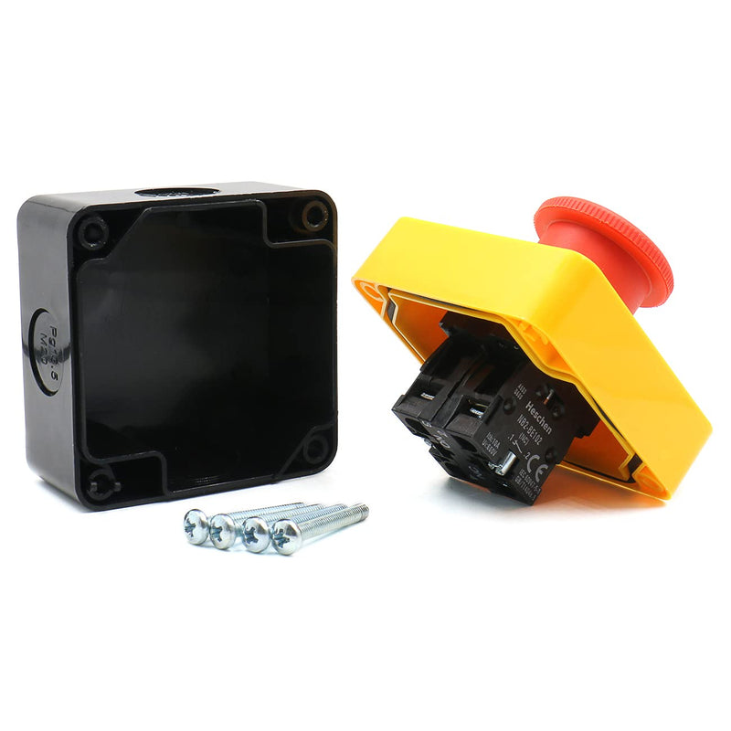 Heschen Red Sign Emergency Stop Switch Push Button 660V 10A with Box