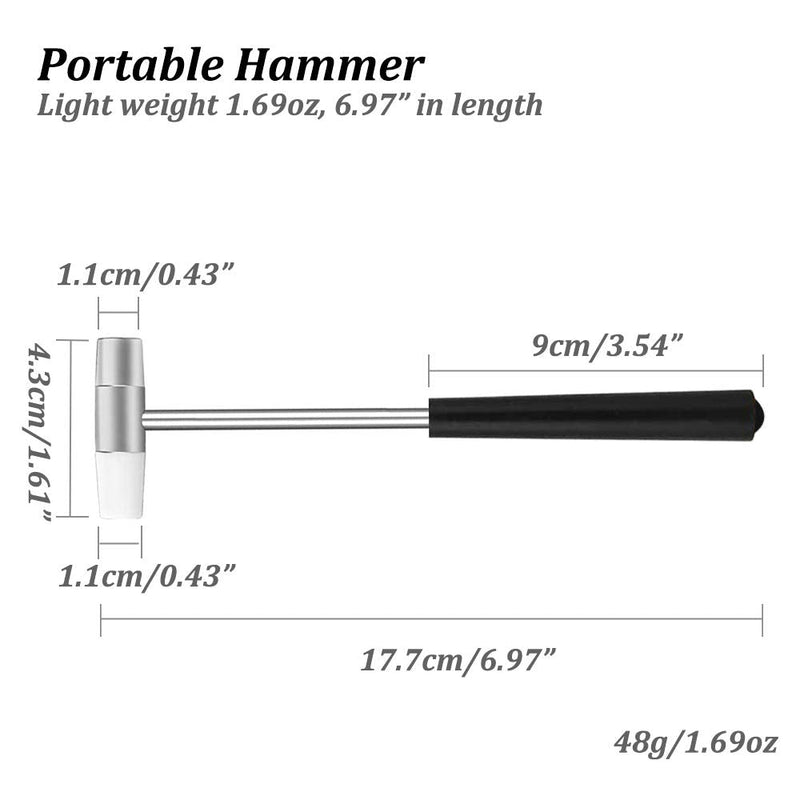 Dual Head Small Hammer, 7 Inches, Plastic Head and Metal Head, Black Plastic Grip, Double face Jewelry Mallet, Mini Hammer for Crafts, Watch, Tuning, Woodworking, Toys, DIY, Leather, Instruments Ergonomic Grip