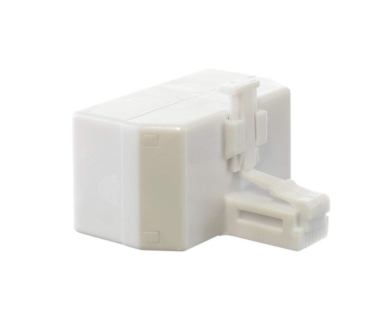 Telephone Splitter 2 Line Adapter - 3-Way Splitter (Line 1, Line 2, and Twin Line) - Dual Line Separator - 4 Conductor Connector (2 Phone Lines) - White, 3 Pack White, 3 Way