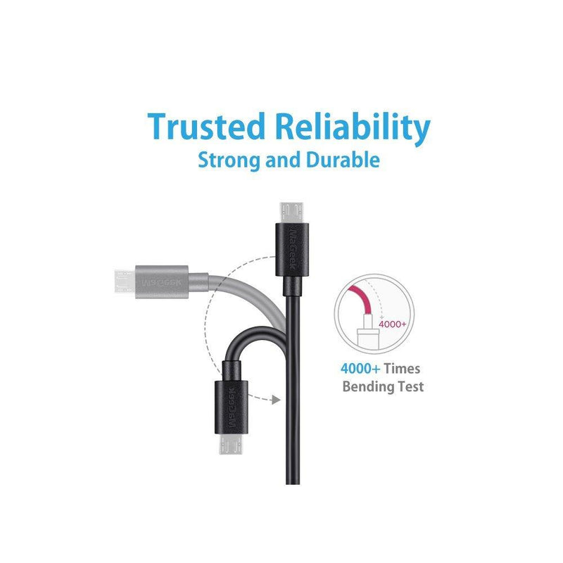 Micro USB Cable (2-Pack)(10ft), MaGeek Extra Long High Speed USB Charge and Sync Cord for Samsung, Nexus, LG, Motorola, Android Smartphones and More (Black) 2pcs_Black