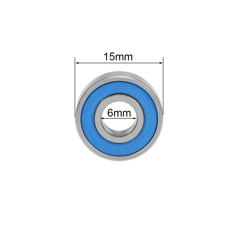 uxcell 696-2RS Deep Groove Ball Bearings 6mm x 15mm x 5mm Double Sealed Chrome Steel Blue Cover P6(ABEC3) 10pcs