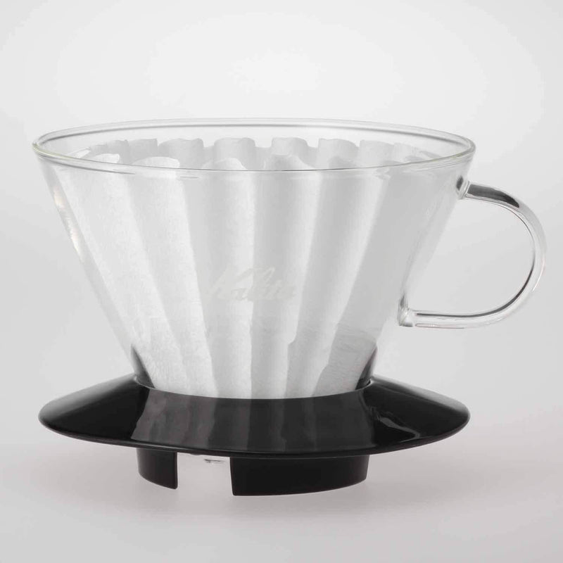 Kalita Wave Pour Over Coffee Dripper, Size 185, Makes 16-26oz, Single Cup Maker, Heat-Resistant Glass, Patented & Portable