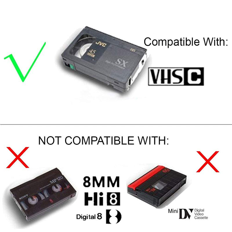 Motorized VHS-C Cassette Adapter For JVC C-P7U CP6BKU C-P6U,Panasonic PV-P1,RCA VCA115 + 1 VCC113 Micro-Fiber Cloth