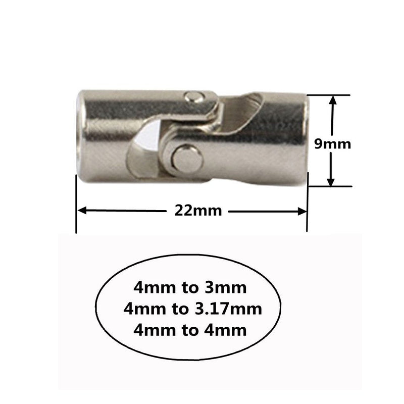2 Pack Universal Joint Shaft Coupler Coupling Steering Connector for RC Car Crawler Boat,4mm to 4mm