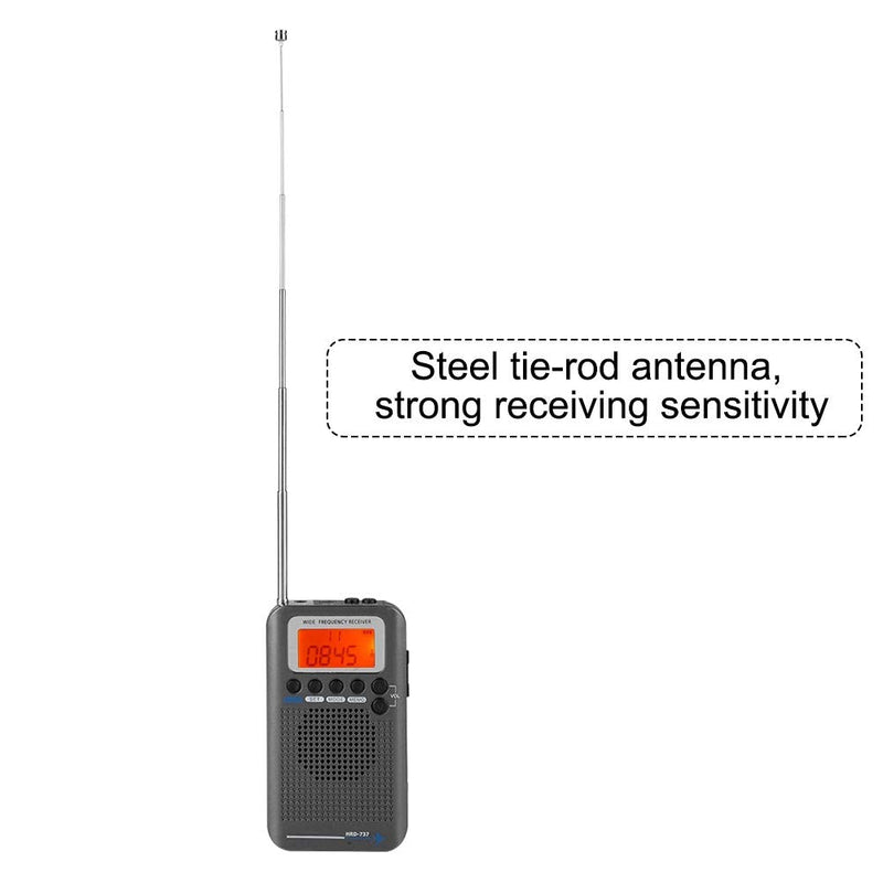 Portable Radio, Aircraft Band Radio Receiver Scanner with 4 Search Modes, Retractable Antenna and Digital LCD Display, Full Band Radio Recorder (Black) Black