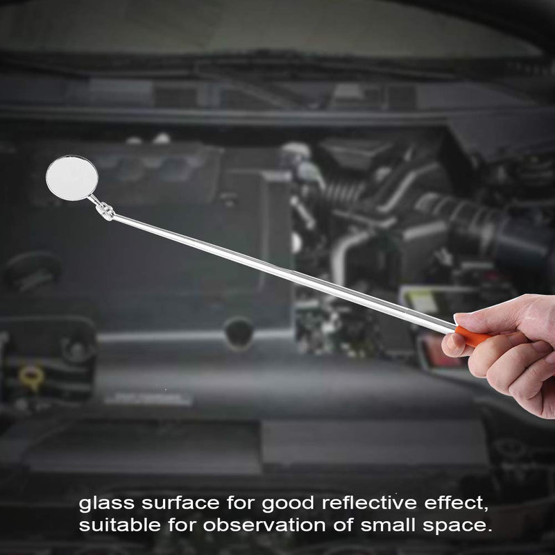 Telescoping Inspection Mirror, 3 Modes Extending Circular Retractable Handle Stainless Steel Vehicle Viewing Mirror (1#)