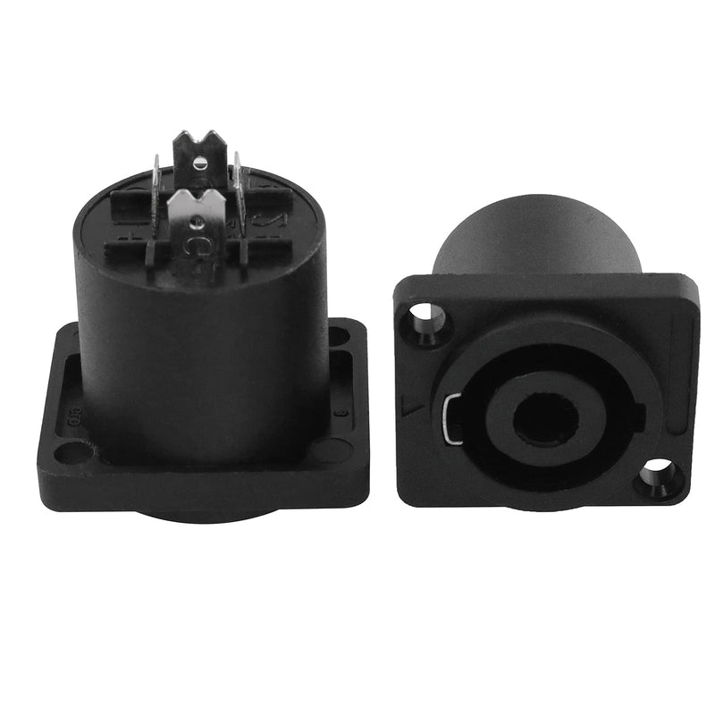 AXLIZER 2PCS 4 Pole Square Female Panel Mount Socket Twist Lock Speaker Female Jack Panel Mount Socket Connector-Audio Speaker Jack Twist Lock