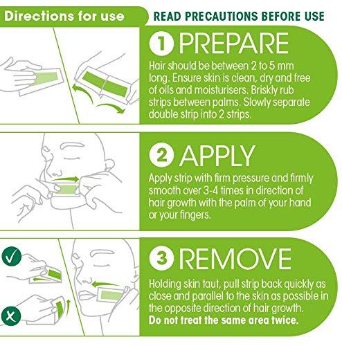 Nad's Facial Wax Strips - Hypoallergenic All Skin Types - Facial Hair Removal For Women - At Home Waxing Kit with 20 Face Wax Strips + 4 Calming Oil Wipes 1 Pack