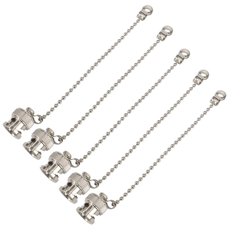 BOOBRIE 5-Pack BNC Dust Cap Waterproof Protective Cover with Chain BNC Coax Cap for BNC Female Jack Connector RF Coaxial Adapter Nickel-Plated