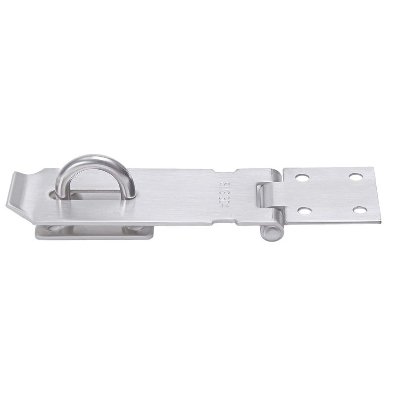 Door Hasp Padlock Latch Lock, 5 Inch SUS 304 Stainless Steel Thicken Safety Hasp Lock Latch for Door Sheds Closets Lockers, Brushed Finish (5inch Silver) 5"(Hasp Silver)