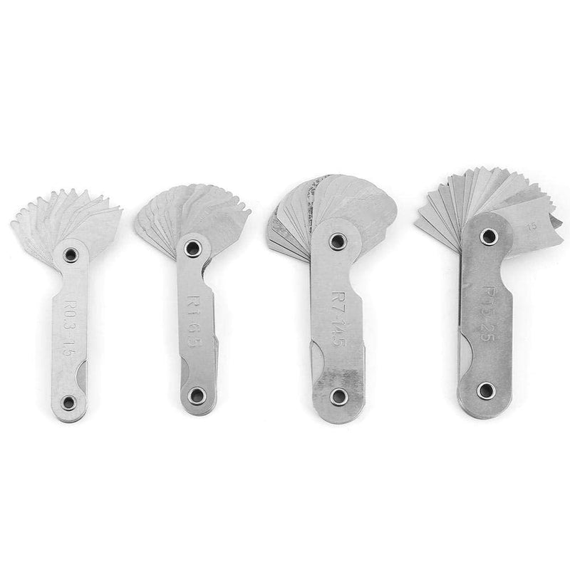 4pcs Stainless Steel Radius Fillet Gauge Concave Convex Measuring Tool R0.3-1.5/ R1-6.5/ R7-14.5/ R15-25