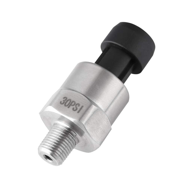1/8" NPT Thread Stainless Steel Pressure Sensor, Fuel Pressure Sending, High Temperature 30 Psi Pressure Transducer for Oil Fuel Air Water(30PSI) 30PSI