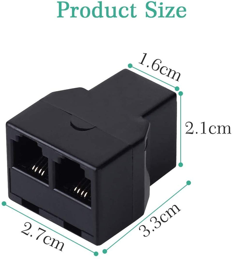 Phone Line Splitter,SHONCO Telephone Splitter,Phone Adapter Cable,with RJ11 6P4C Plugs,Suitable for Telephone,Fax Machine,Black 1