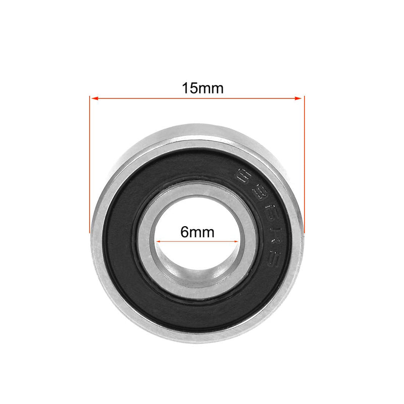 uxcell 696-2RS Deep Groove Ball Bearing 6x15x5mm Double Sealed Chrome Steel Bearings 10-Pack 6mmx15mmx5mm