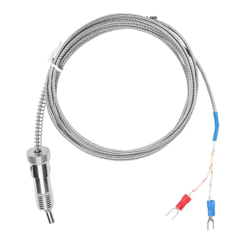 Walfront K Type Thermocouple, Bayonet Compression Spring Type K Thermocouple Temperature Sensor Probe Temperature Gauge 0-400℃ (Optional)(5 m)