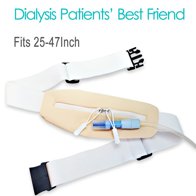 PD Belt Peritoneal Dialysis Catheter Holder Accessories No-Bounce for Secure Transfer Set Peg G Feeding Tube Line Adults Women Men Beige