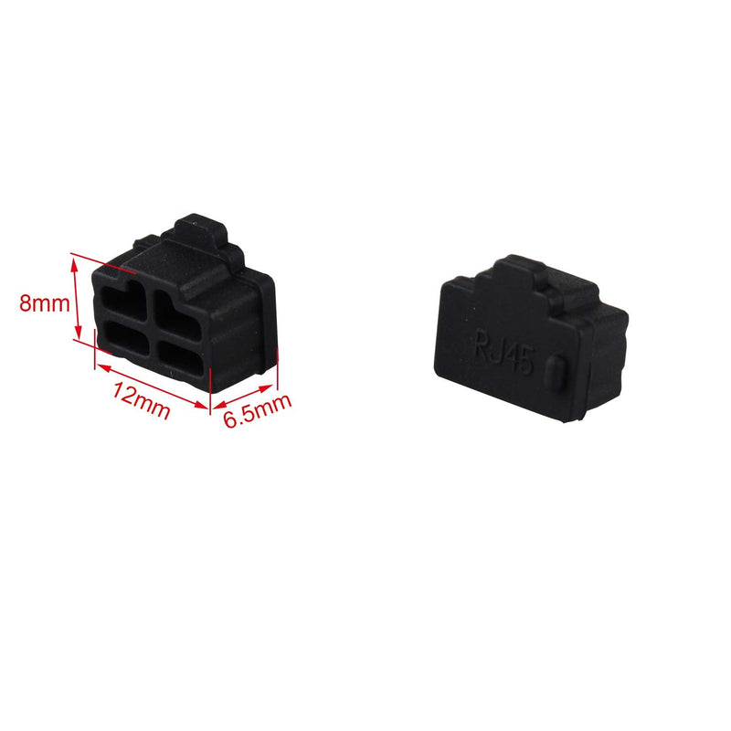 Futheda 15PCS Silicone Ethernet Hub Port RJ45 Anti Dust Cover Cap Protector Connector Plug Compatible with Computer TV Router Black