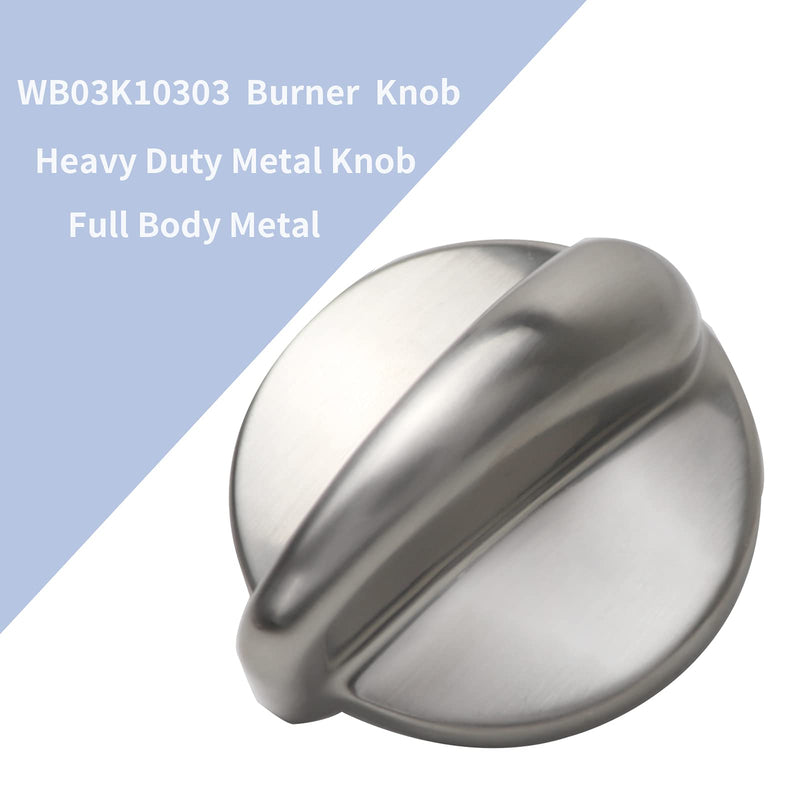 5 Packs WB03K10303 Upgraded Surface Burner Control Knob Stove Replacements konbs for GE,Heavy Duty Metal Cooktop Control Knob Replaces Part Numbers WB03K10208,AP4980246, 1810427, AH3486484, EA3486484