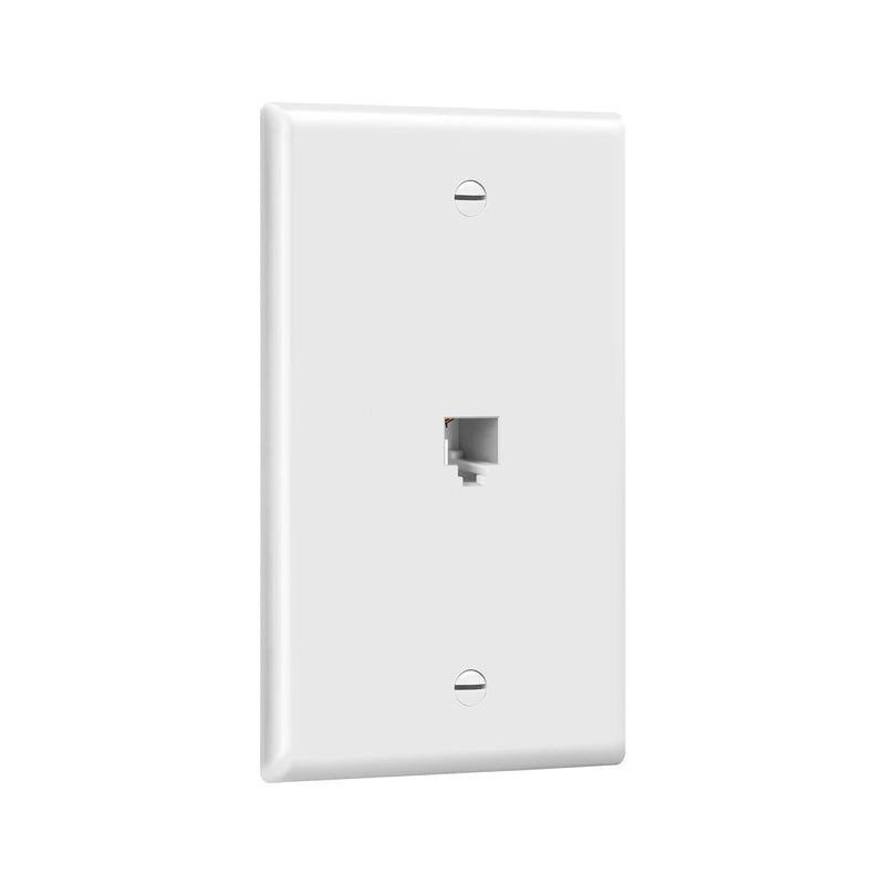 ENERLITES RJ11 Telephone Jack Wall Plate, 6-Position 6-Conductor 6P6C (2 Line Support), 1-Gang 4.50" x 2.76", 6631-W-10PCS, White (10 Pack) 10 Pack