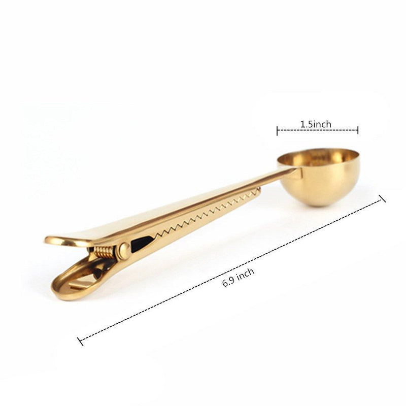 Voice on growth Coffee Scoop,Golden-Stainless Steel Measuring Spoon Bag Clip,Great for Measuring Coffee,Tea,Protein Powder,lnstant Drinks and More,Pertect coffee spoon set of 3 3PCS